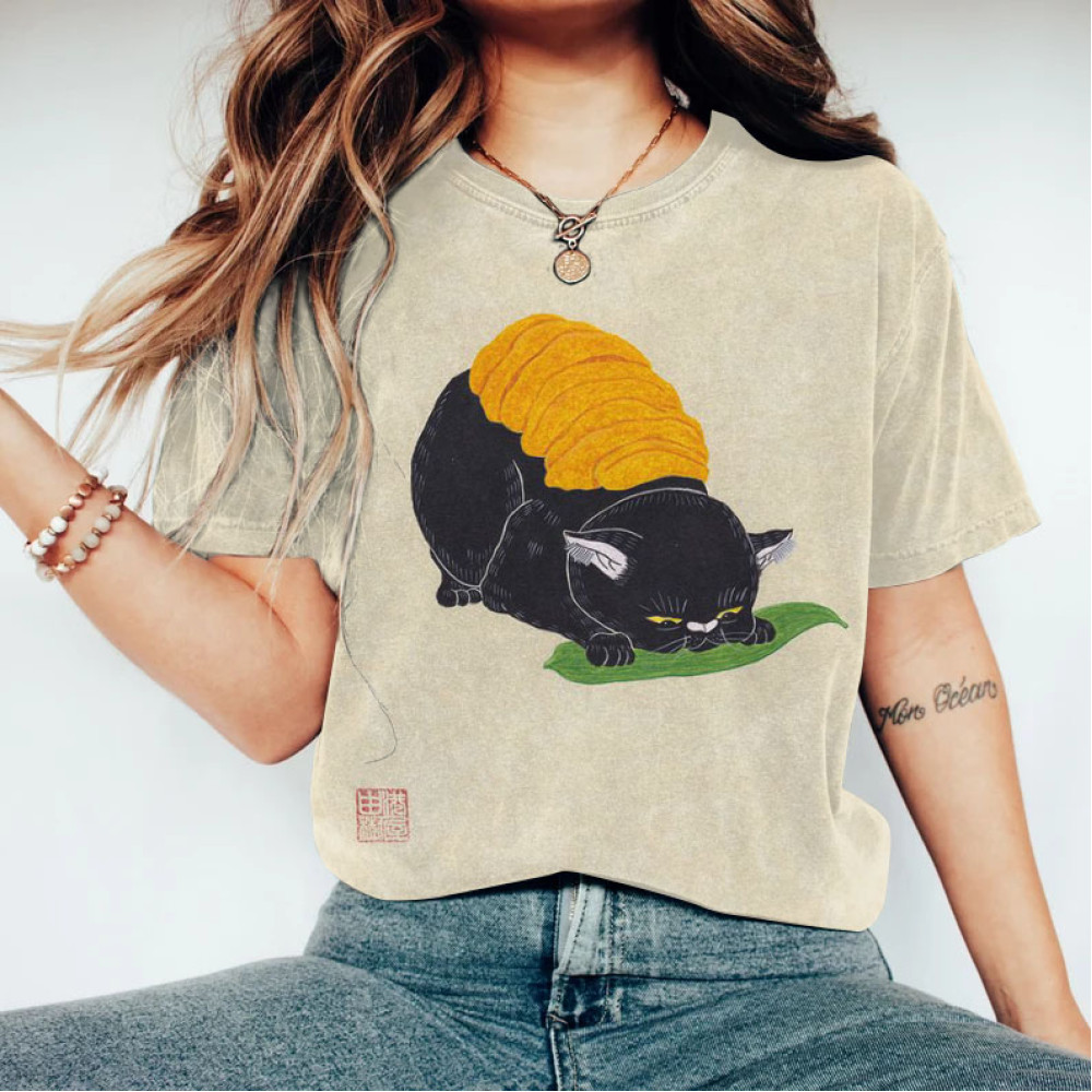 Women's Japanese Art Sushi Cat T-Shirt