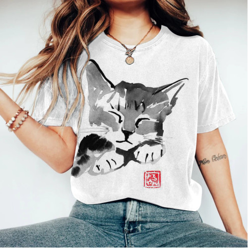 Women's Sleepy Cat Casual T-Shirt
