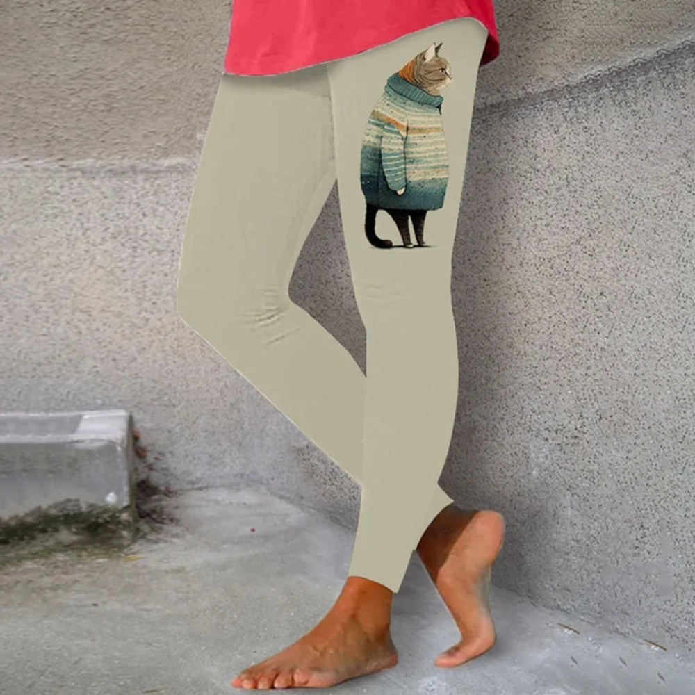 Women's Winter Cat Print Leggings