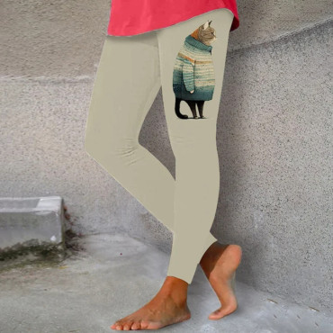 Women's Winter Cat Print Leggings