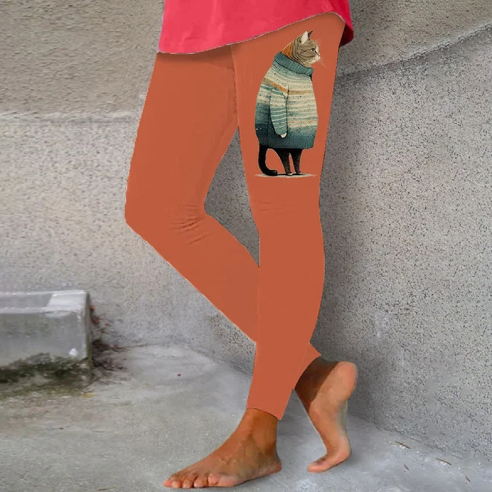 Women's Winter Cat Print Leggings