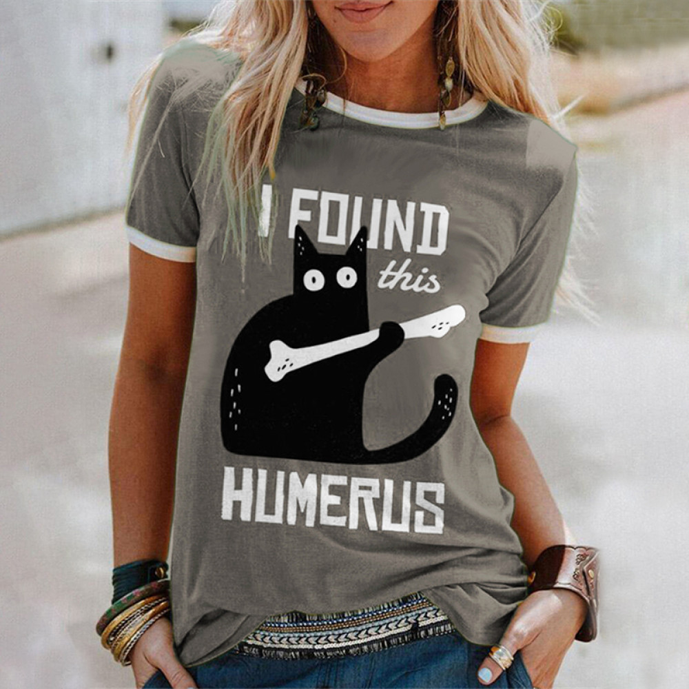Black Cat I Found This Humerus T Shirt