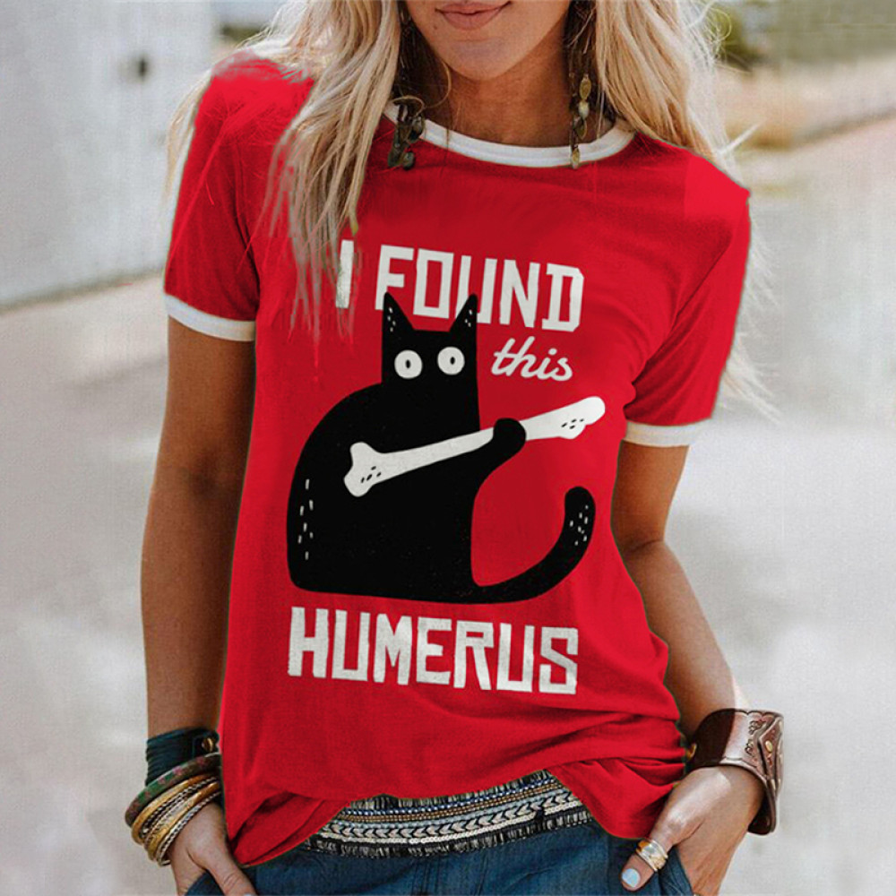 Black Cat I Found This Humerus T Shirt