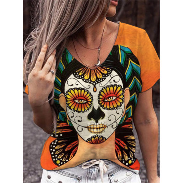Butterfly Inspired Sugar Skull Lady T Shirt