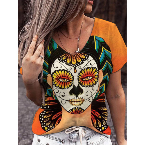 Butterfly Inspired Sugar Skull Lady T Shirt