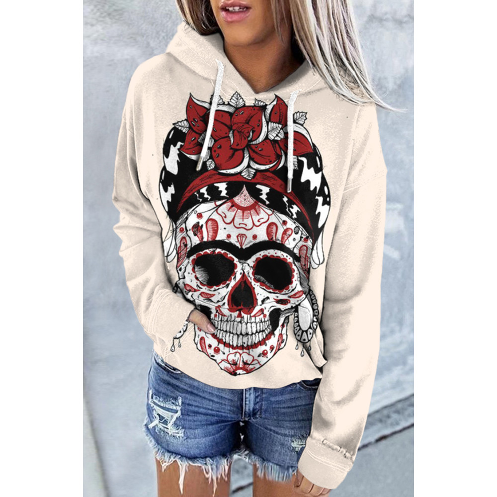 Casual Floral Queen of the Dead Print Hoodie