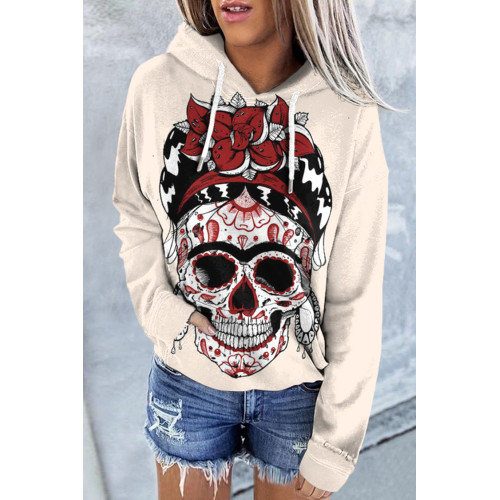 Casual Floral Queen of the Dead Print Hoodie