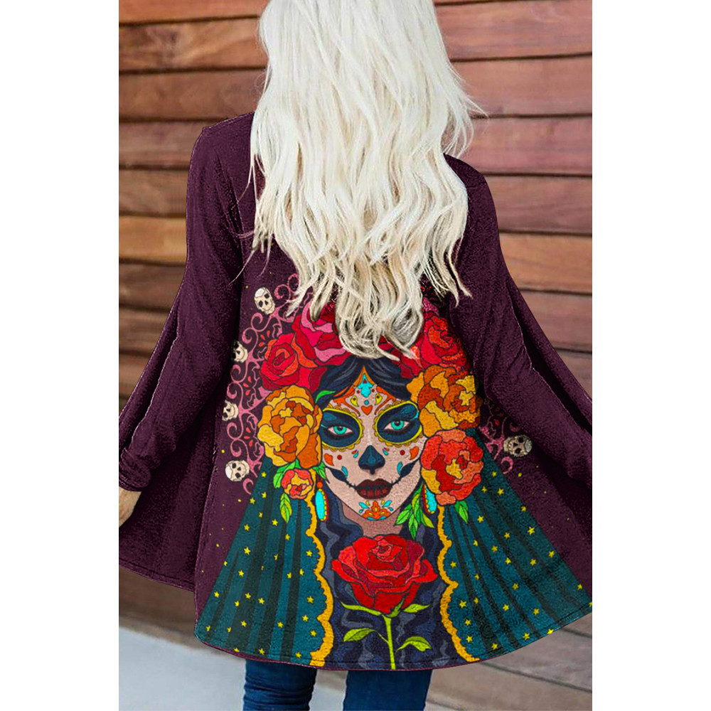 Casual Rose Queen Of The Dead Print Cardigan