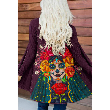 Casual Rose Queen Of The Dead Print Cardigan