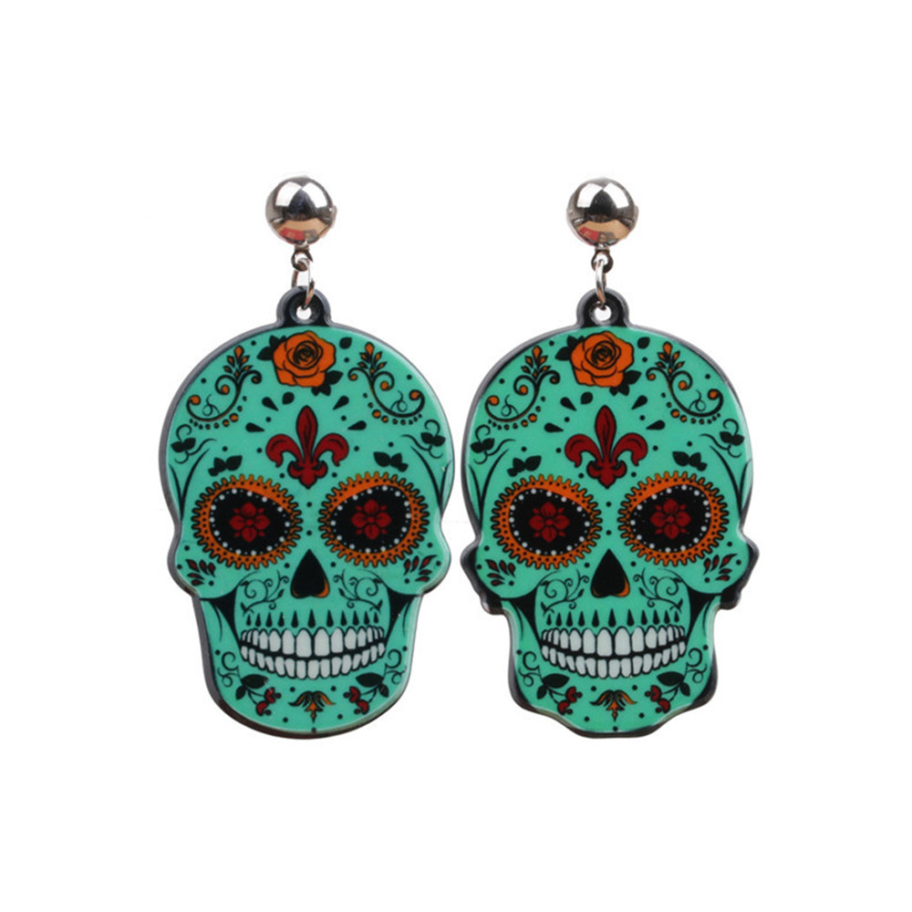 Casual Skull Floral Acrylic Earrings