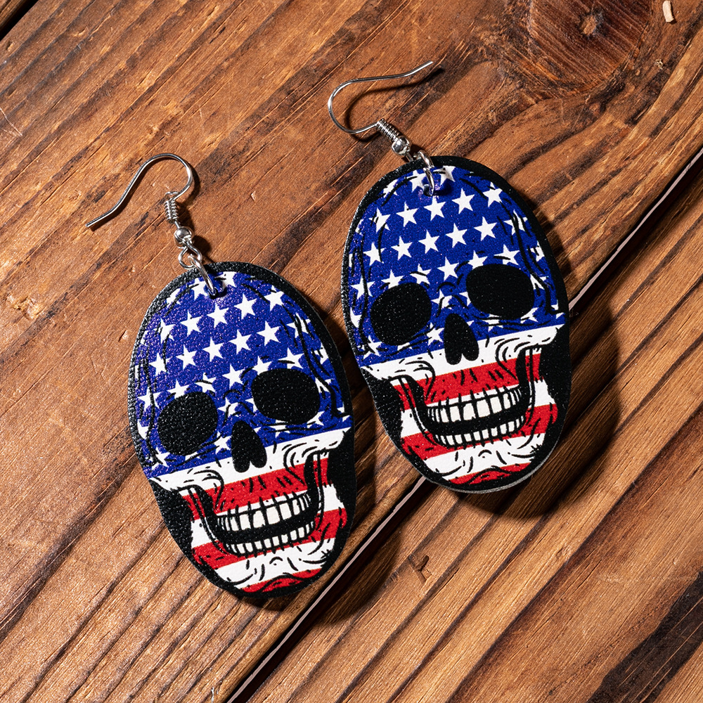 Casual Skull Floral Print Earrings