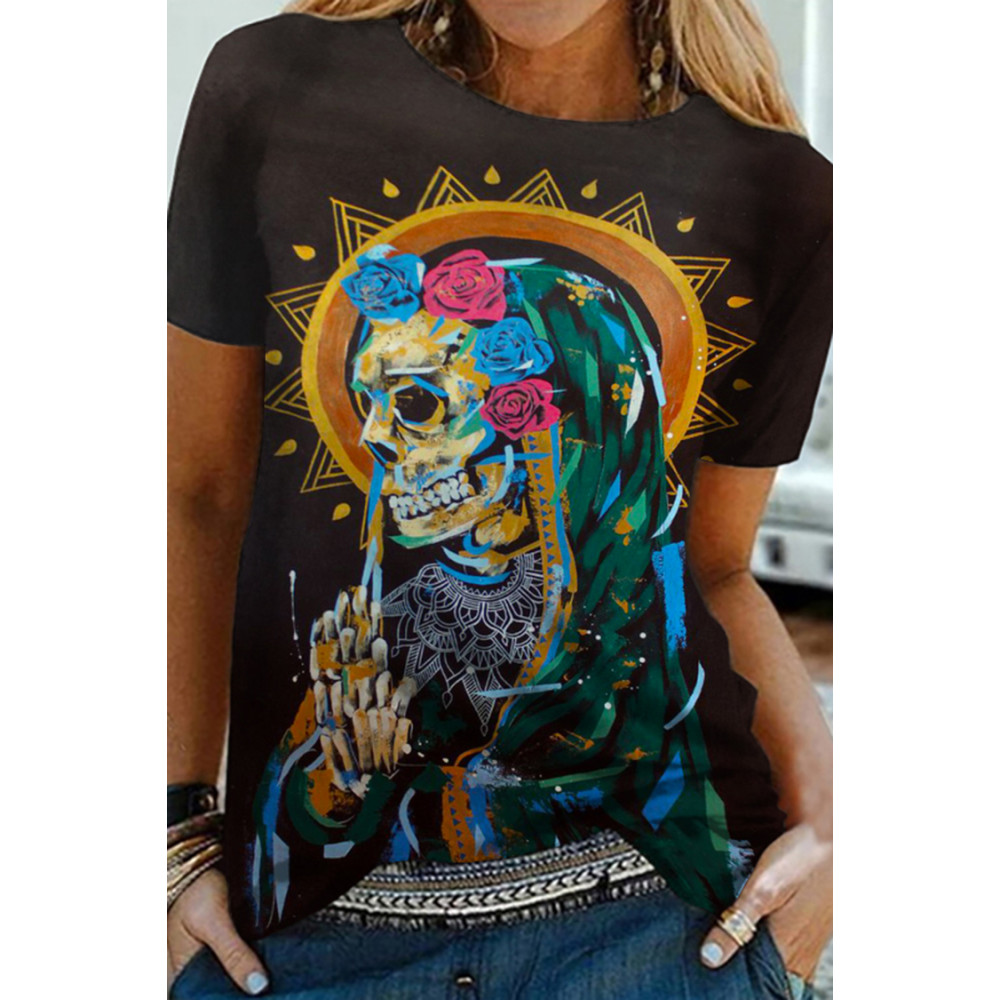 Casual Skull Maria Print T-Shirt