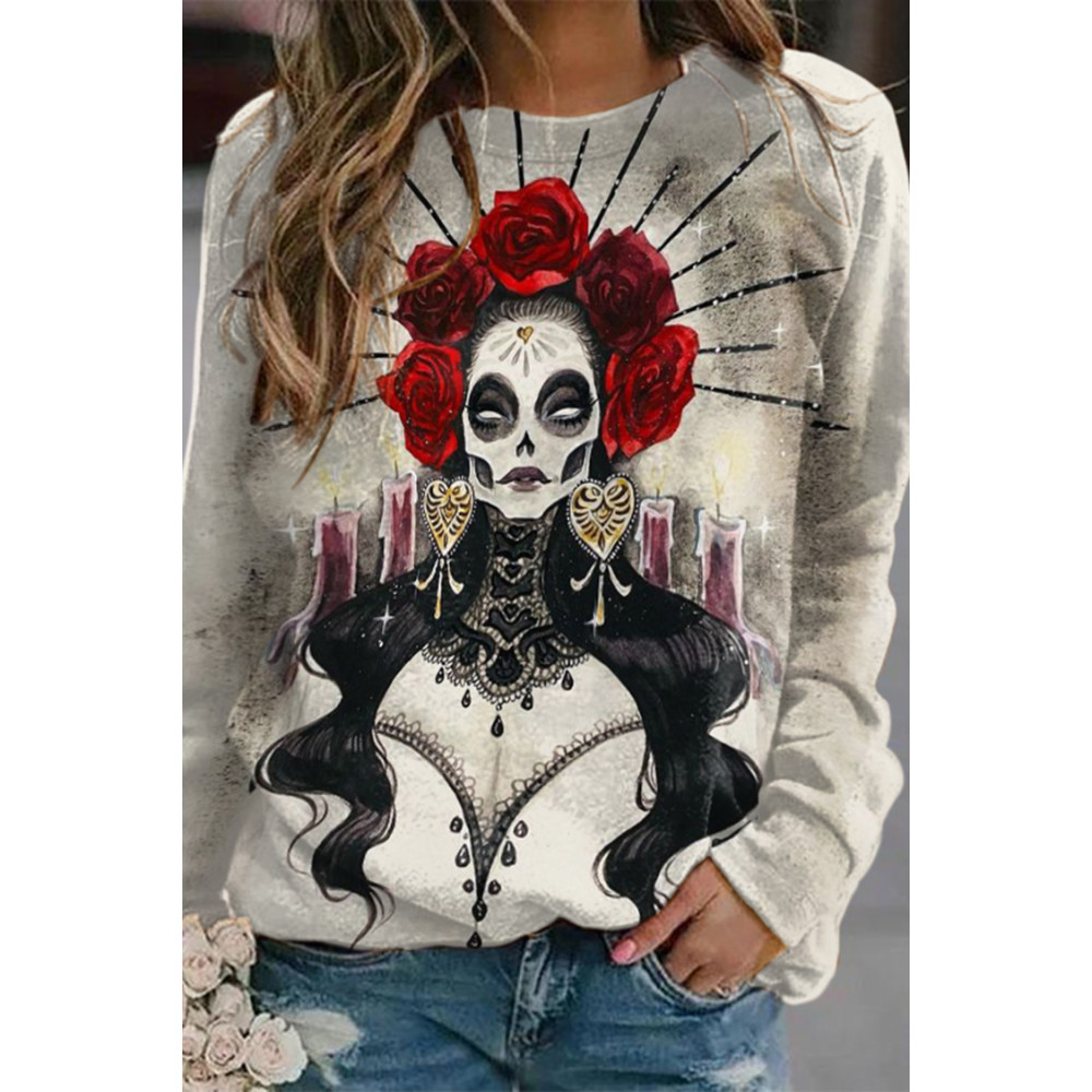 Casual Undead Queen Print Long Sleeve Sweatshirt