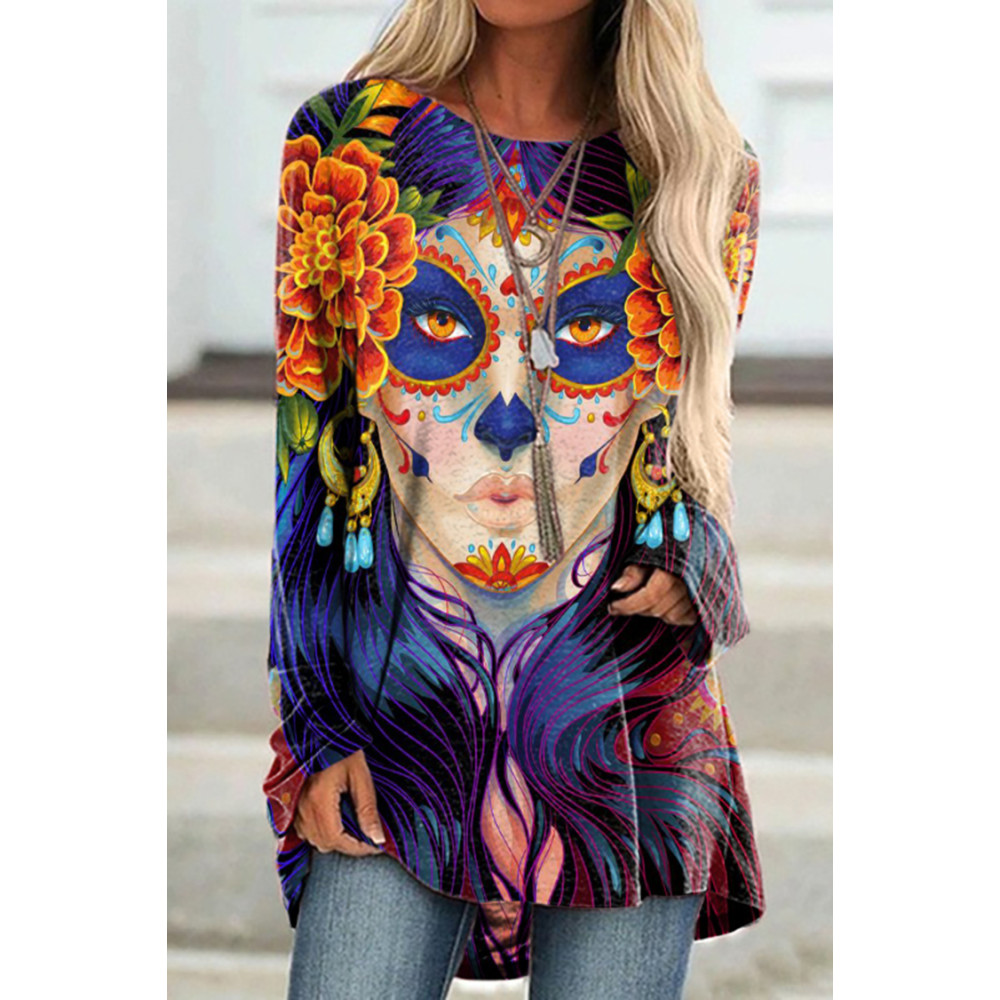 Crew Neck Death Queen Print Tunic