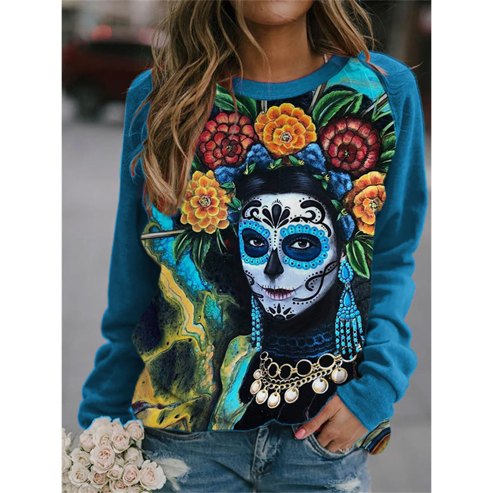 Day Of The Dead Art Contrast Color Sweatshirt