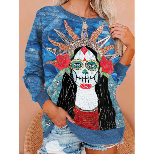 Day Of The Dead Dressed Woman Glass Art Sweatshirt