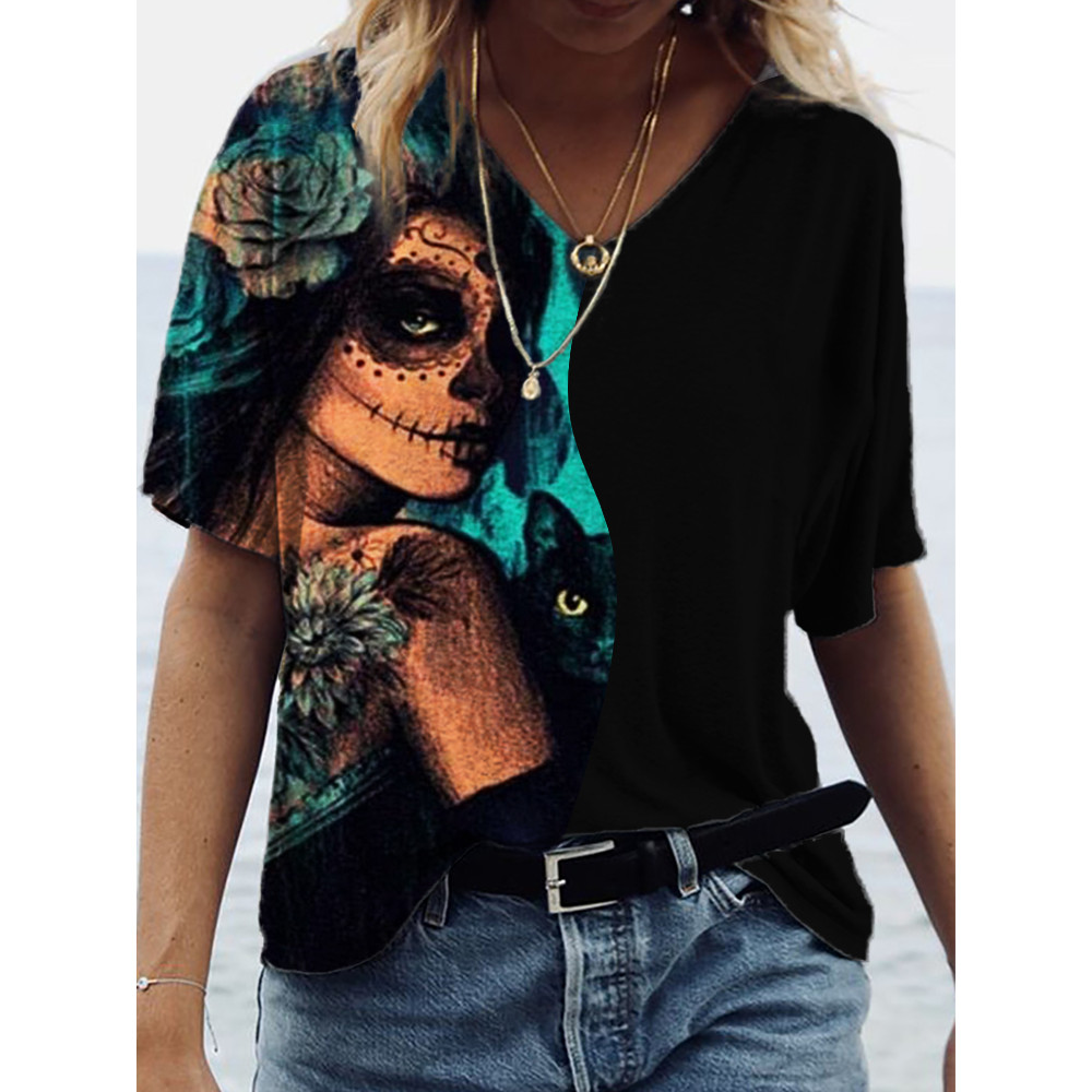 Day Of The Dead Elegant Art Contrast T Shirt