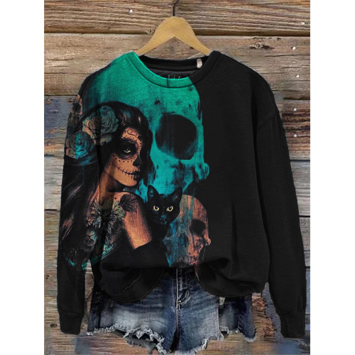 Day Of The Dead Elegant Art Cozy Sweatshirt