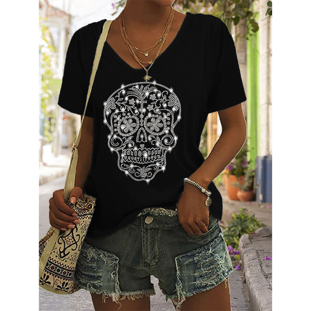 Day Of The Dead Glitter Sugar Skull T Shirt