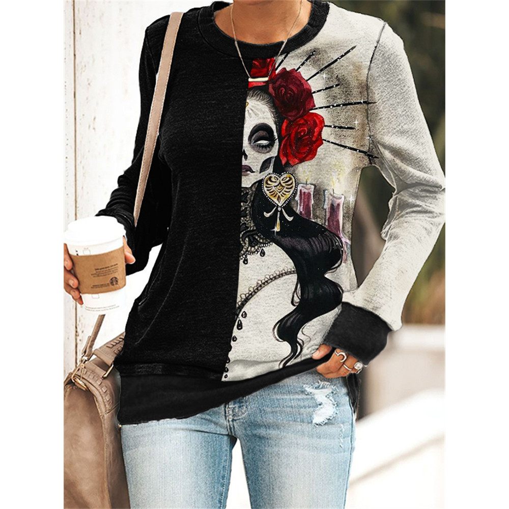 Day Of The Dead Goddess Contrast Color Sweatshirt
