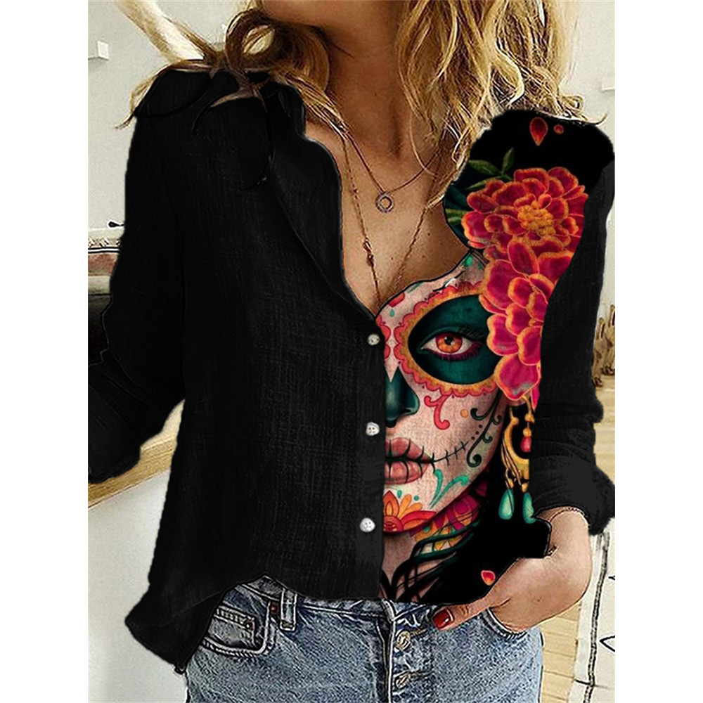 Day Of The Dead Inspired Art Print Blouse