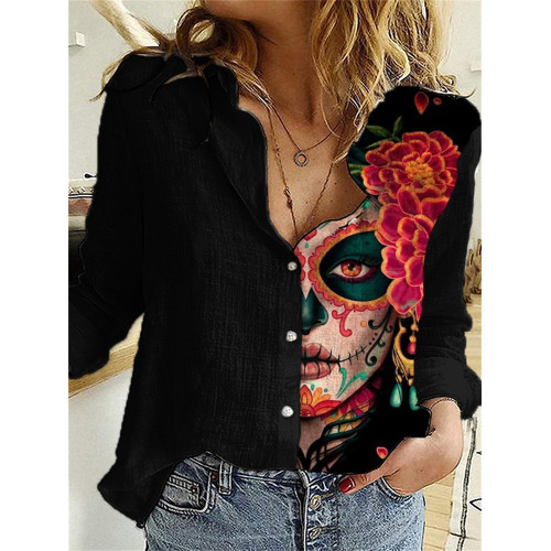 Day Of The Dead Inspired Art Print Blouse