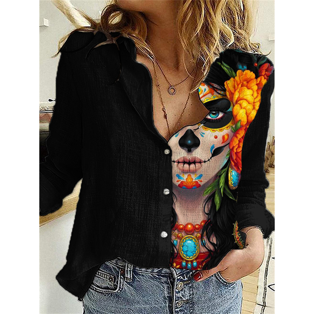 Day Of The Dead Lady Art Blouse