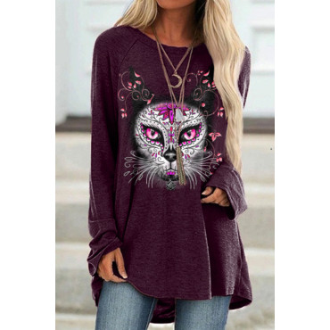 Day Of The Dead Print Crew Neck Casual Tunic