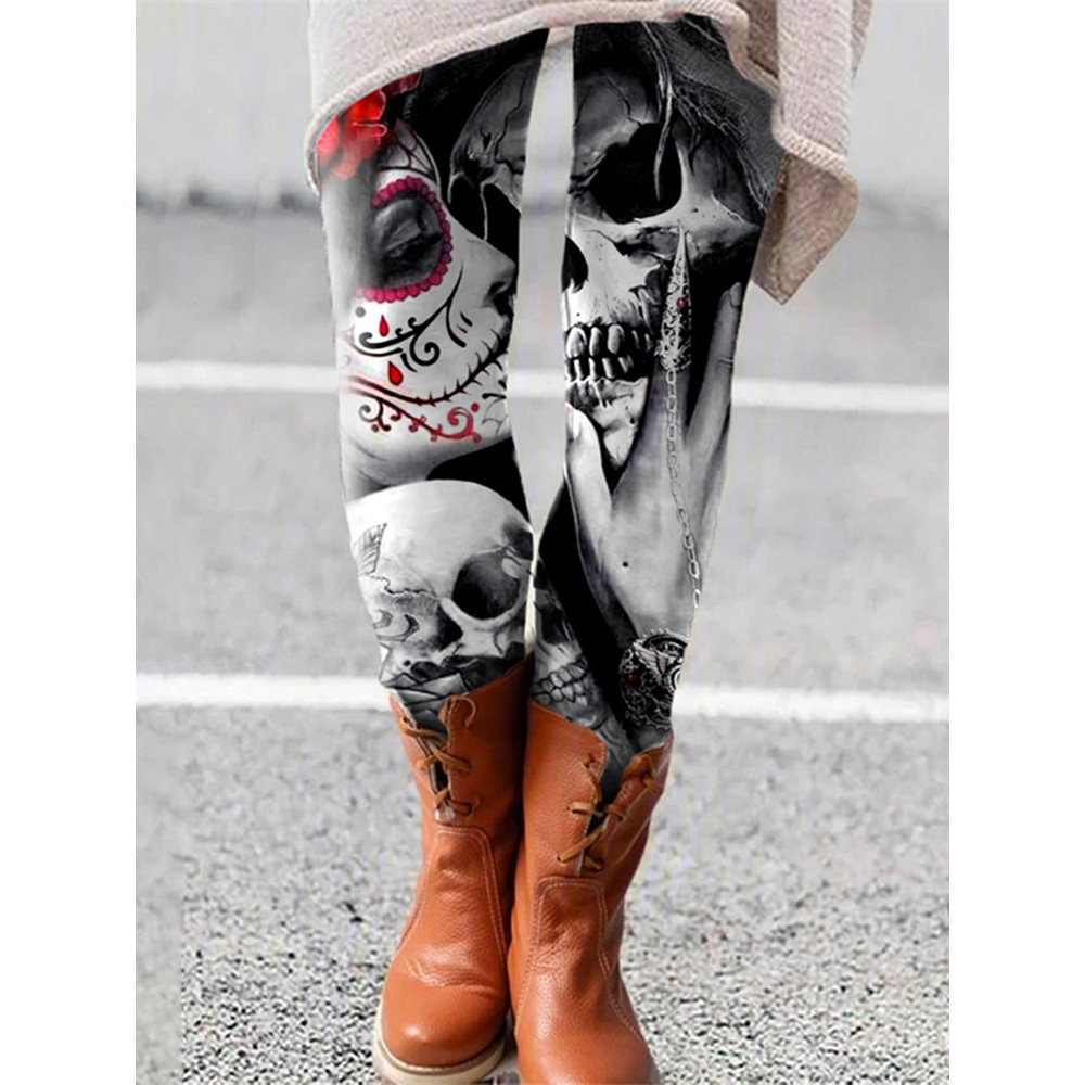 Day Of The Dead Printed Casual Leggings