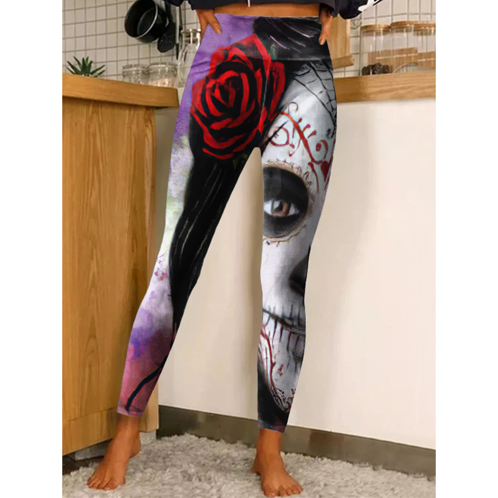 Day Of The Dead Printed Casual Leggings