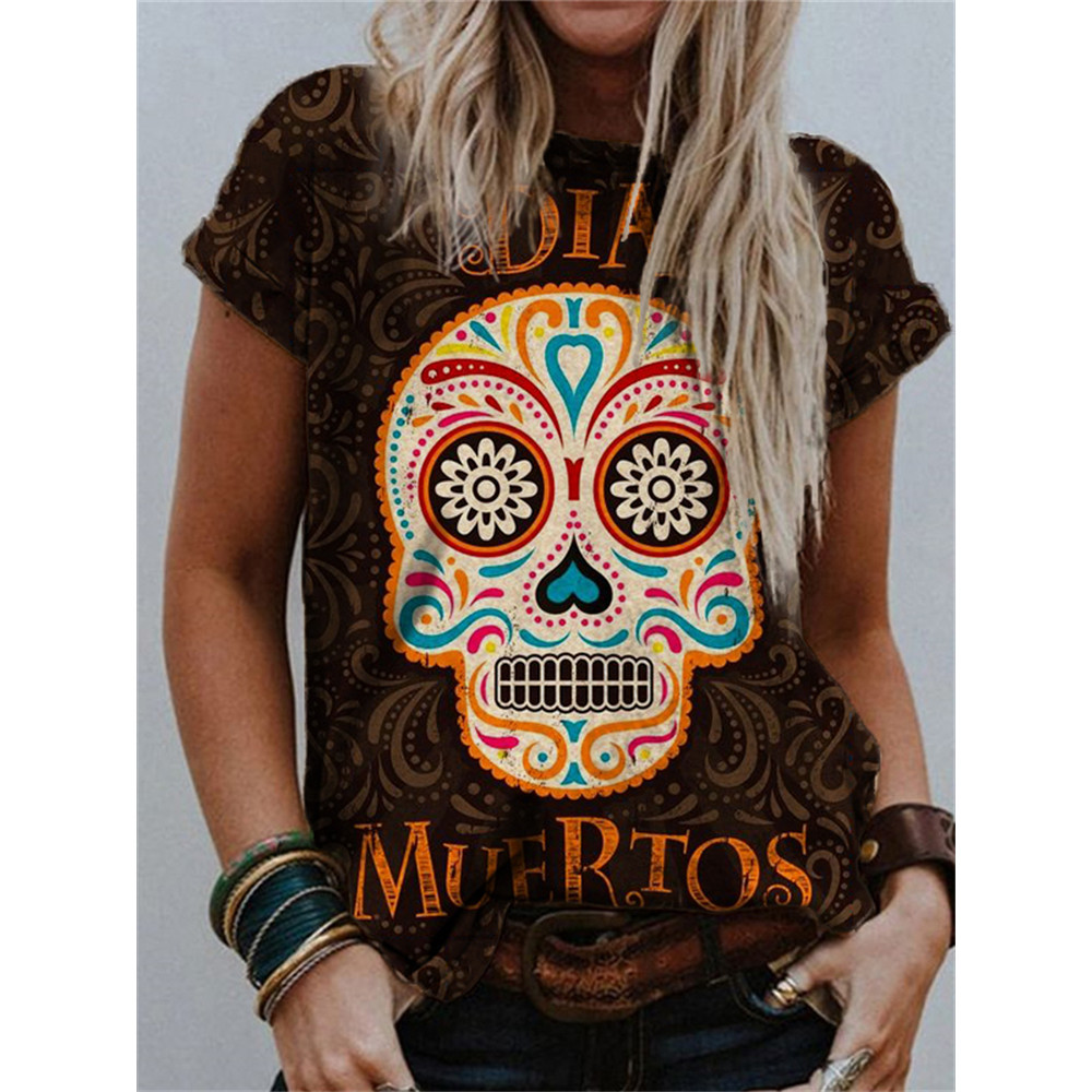 Day Of The Dead Skull Vintage Graphic T Shirt