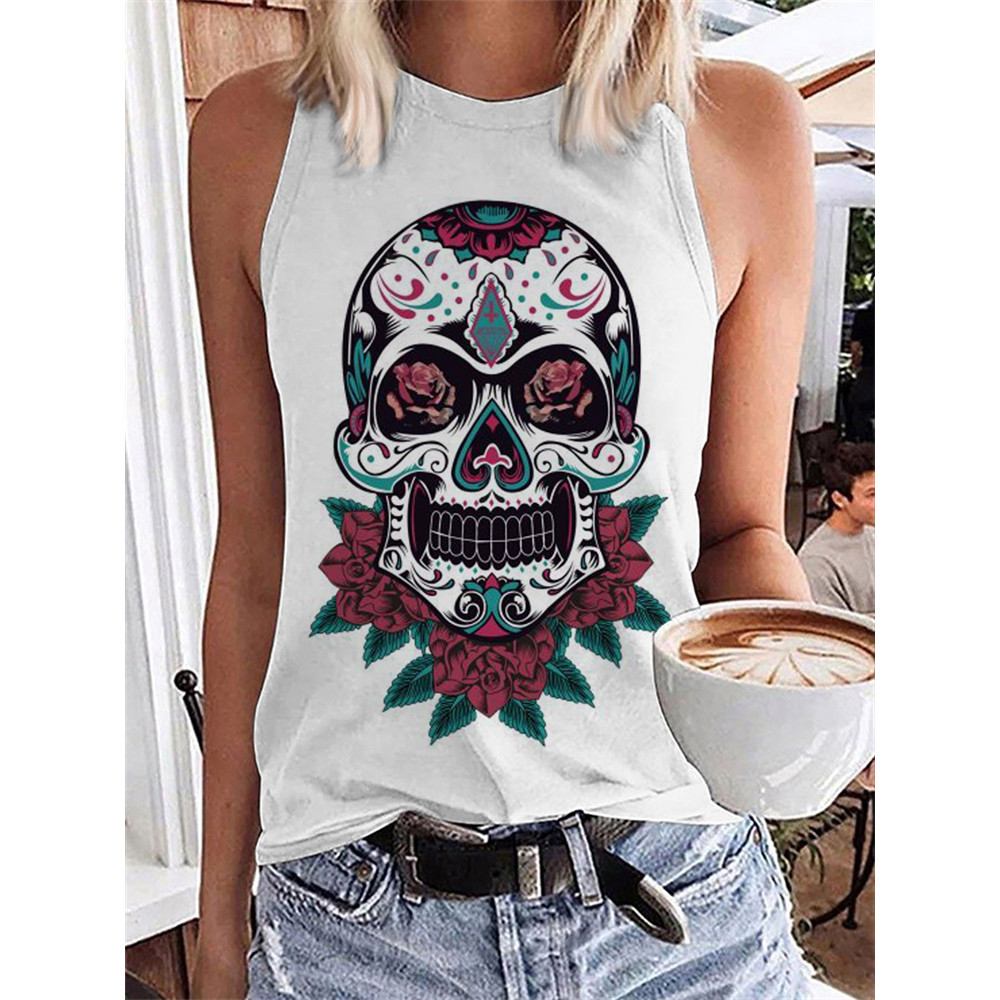 Day Of The Dead Sugar Skull Art Tank Top
