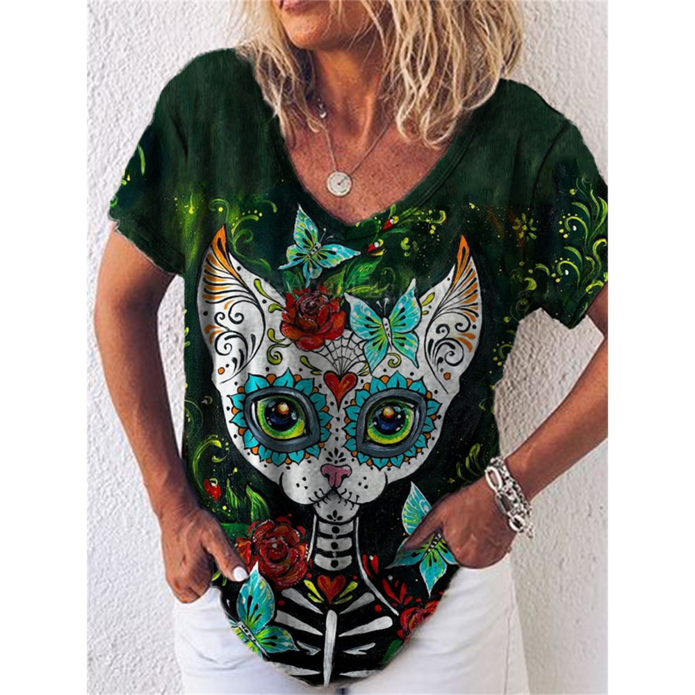 Day Of The Dead Sugar Skull Cat T Shirt