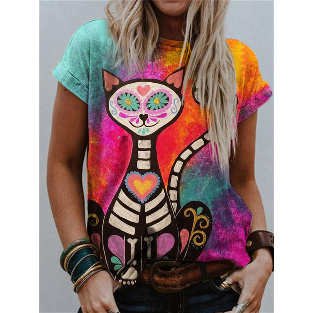 Day Of The Dead Sugar Skull Cat T Shirt