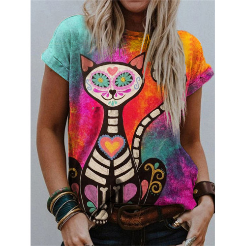 Day Of The Dead Sugar Skull Cat T Shirt