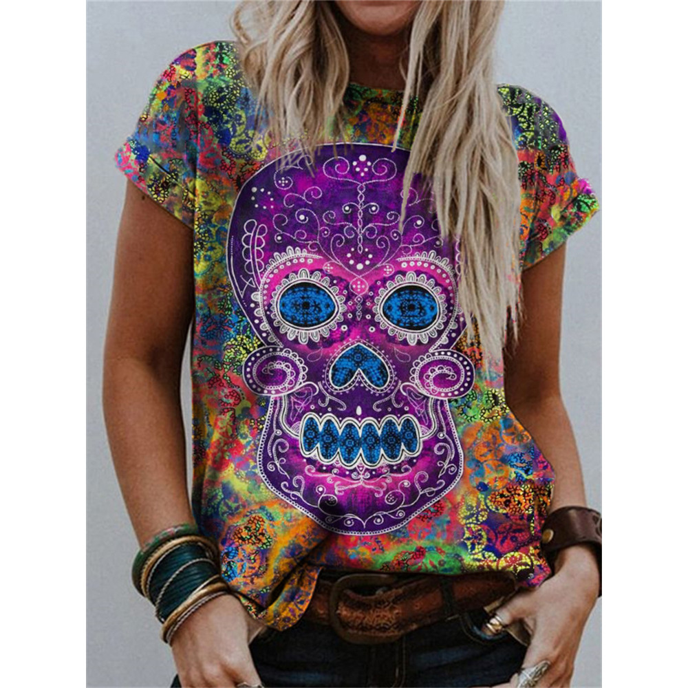 Day Of The Dead Sugar Skull Multicolor T Shirt