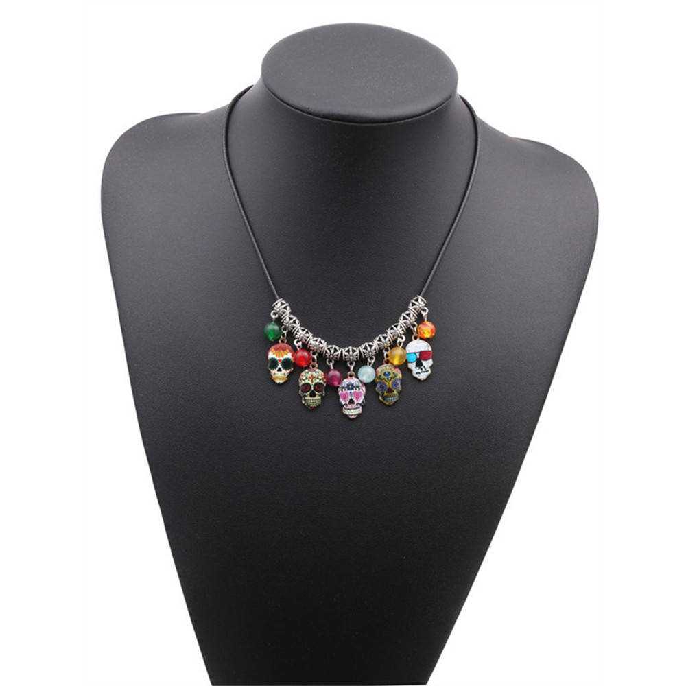 Day Of The Dead Sugar Skulls Beaded Necklace