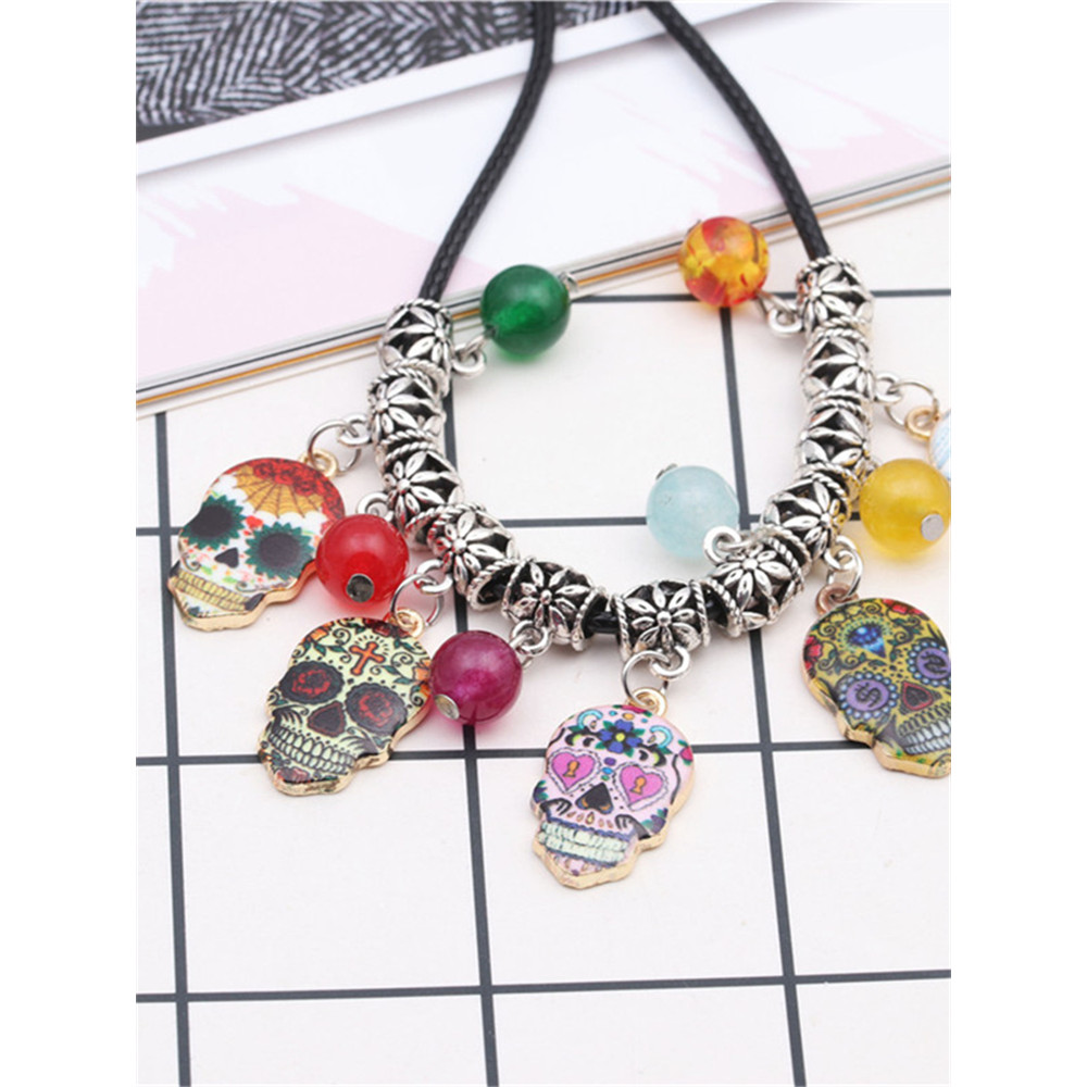 Day Of The Dead Sugar Skulls Beaded Necklace