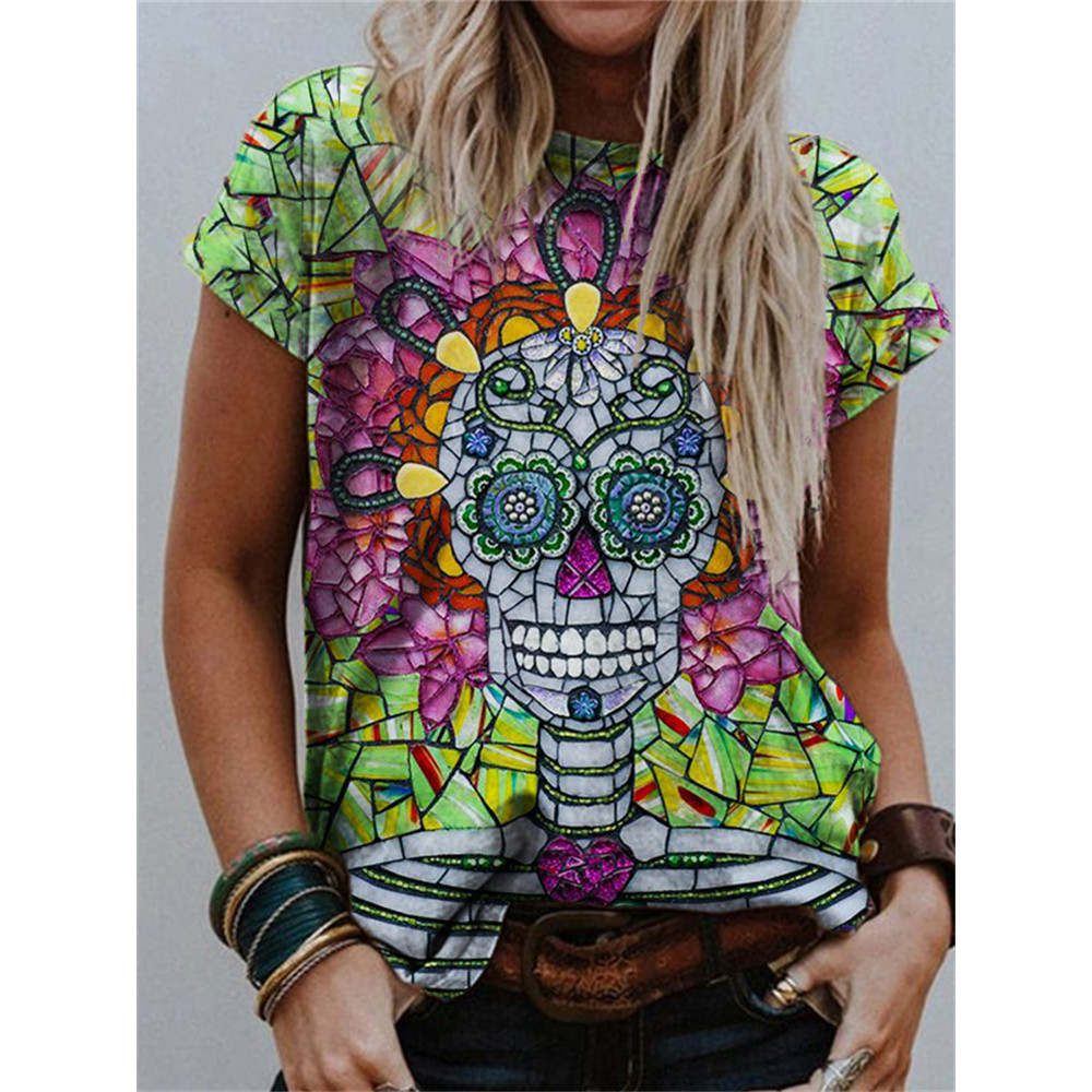 Day Of The Dead Suger Skull Glass Art T Shirt
