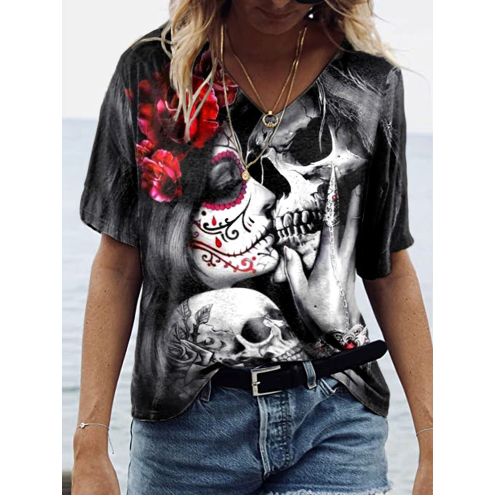 Day Of The Dead V Neck Casual T-Shirt