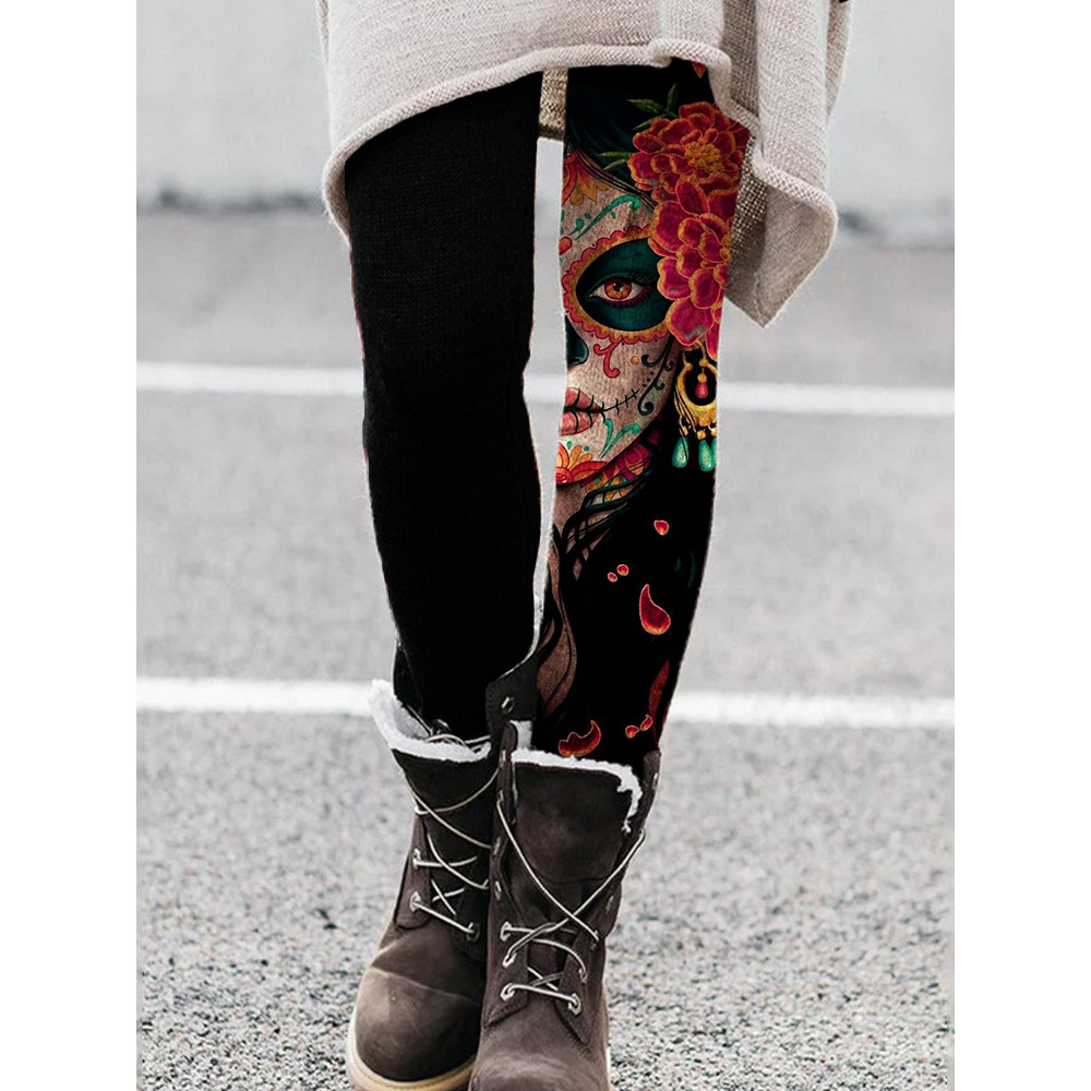 Day Of The Dead Woman Art Leggings