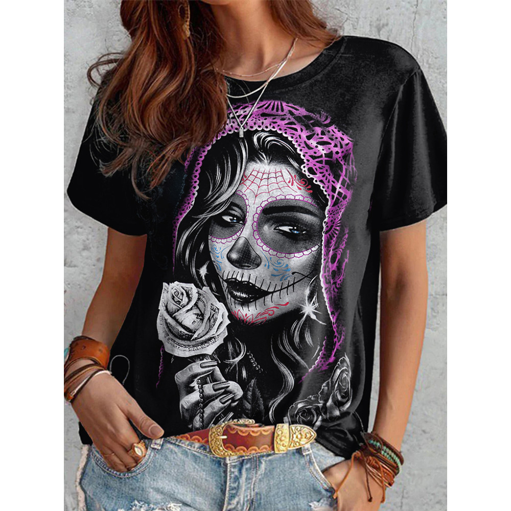 Day Of The Dead Woman Short Sleeved T-Shirt