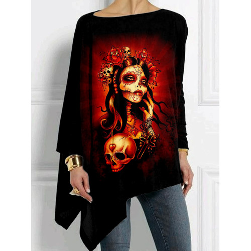 Day of the Dead Art Bat Sleeve T Shirt
