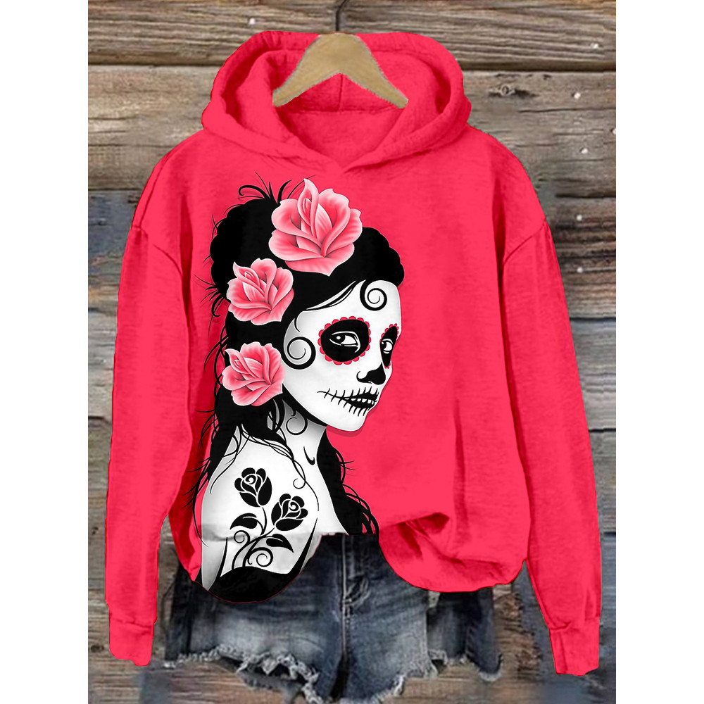 Day of the Dead Sugar Skull Girl Art Cozy Hoodie