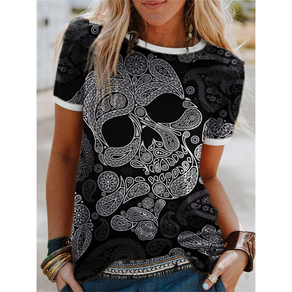 Ethnic Paisley Inspired Sugar Skull T Shirt