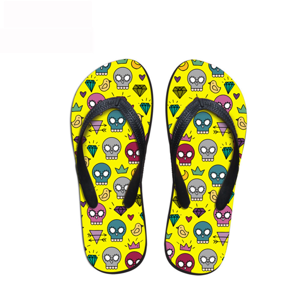 Fashion Colorful Skull Print Beach Flip Flops
