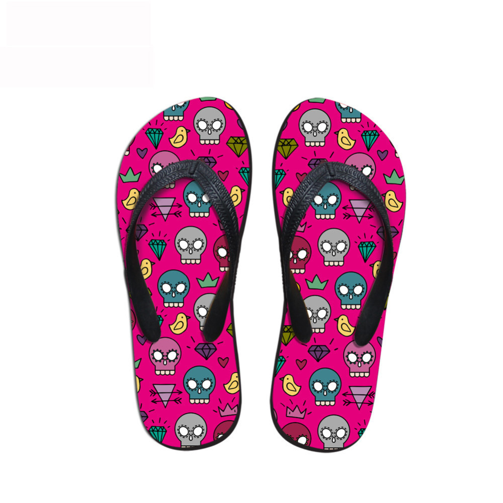 Fashion Colorful Skull Print Beach Flip Flops