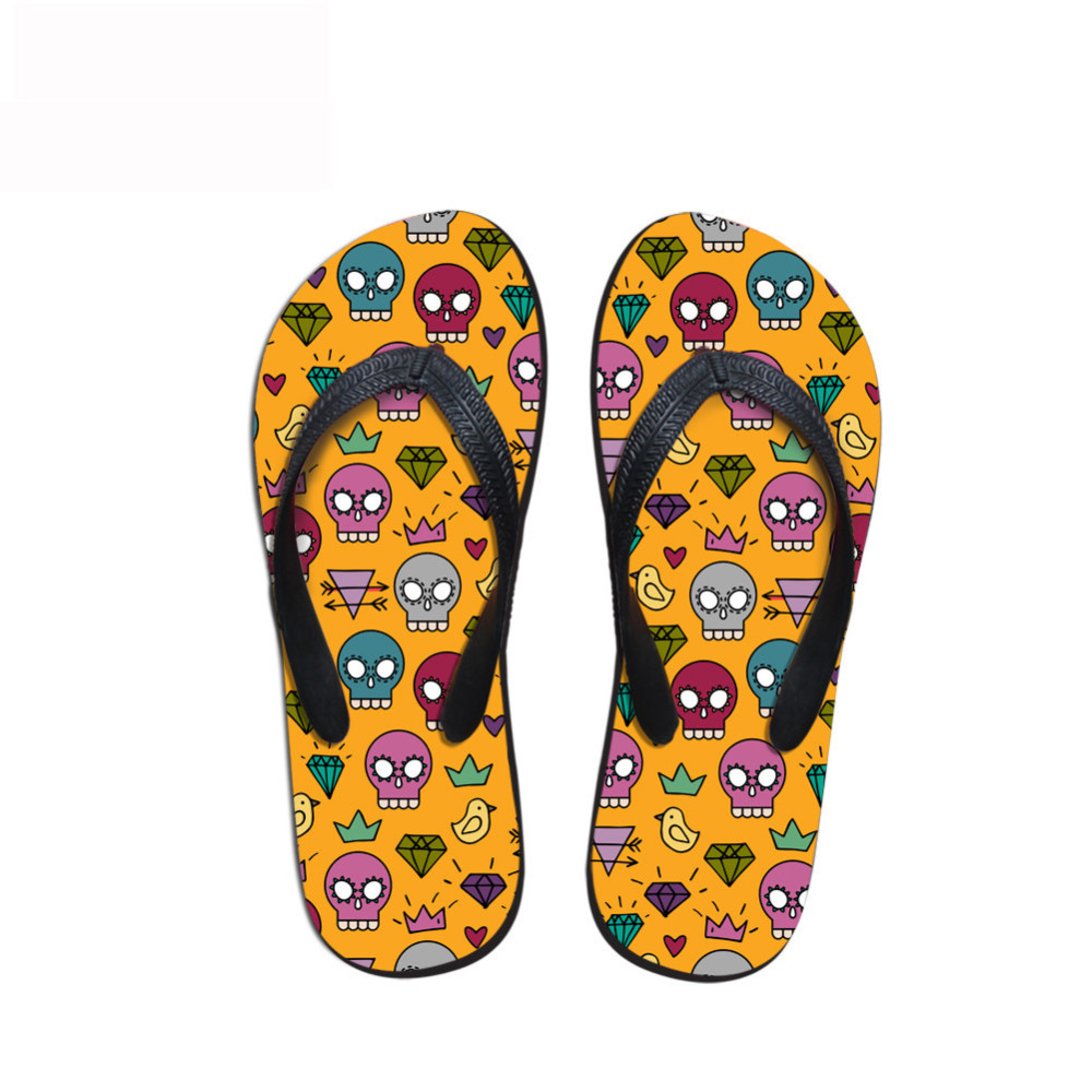 Fashion Colorful Skull Print Beach Flip Flops