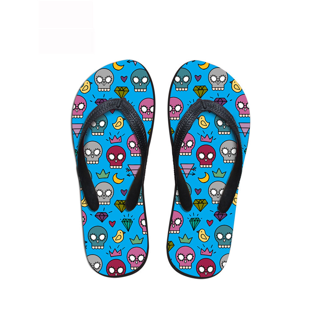 Fashion Colorful Skull Print Beach Flip Flops