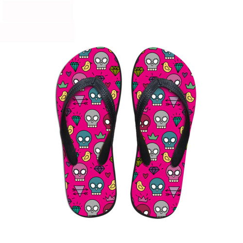 Fashion Colorful Skull Print Beach Flip Flops